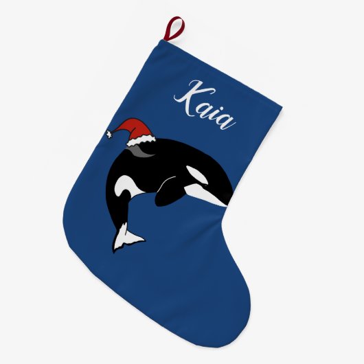 Christmas Orca Killer Whale Großer Weihnachtsstrumpf (Vorderansicht (hängend))