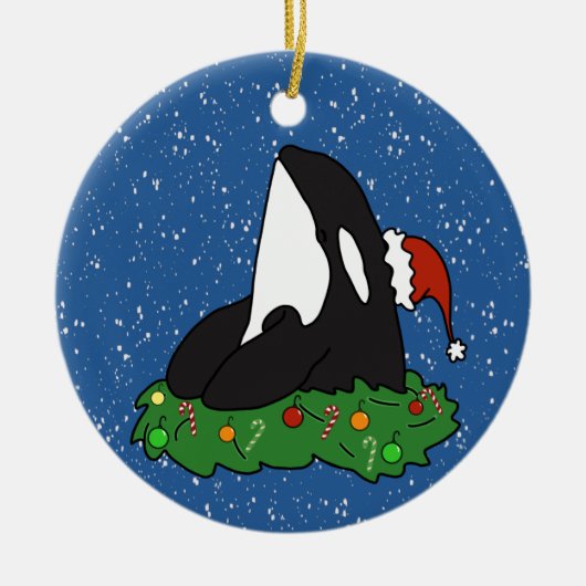 Christmas Orca Killer Whale Keramik Ornament (Vorne)