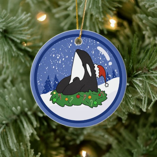 Christmas Orca Killer Whale Keramik Ornament (Baum)