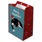 Christmas Orca Killer Whale Mittlere Geschenktüte (Rückseite Schrägansicht)