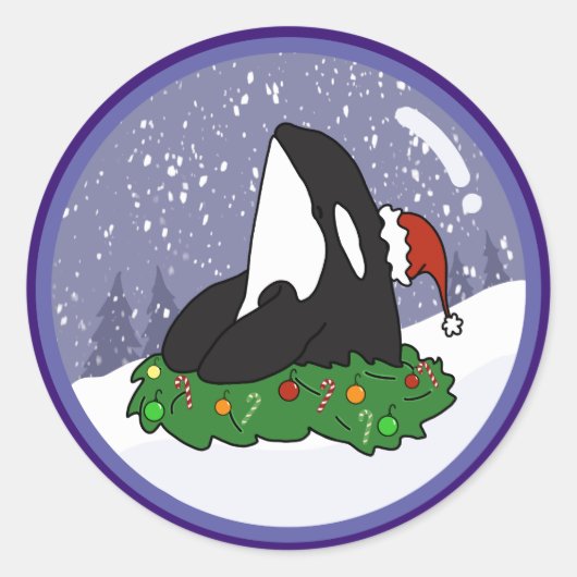 Christmas Orca Killer Whale Runder Aufkleber (Vorderseite)