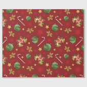 Christmas Ornamant & Candy Cane Pattern Geschenkpapier (Flach)