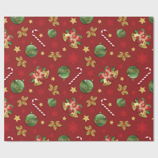 Christmas Ornamant & Candy Cane Pattern Geschenkpapier (Flach)