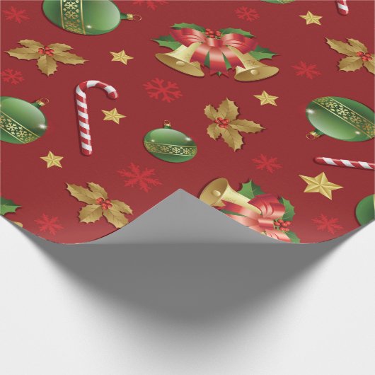 Christmas Ornamant & Candy Cane Pattern Geschenkpapier (Ecke)
