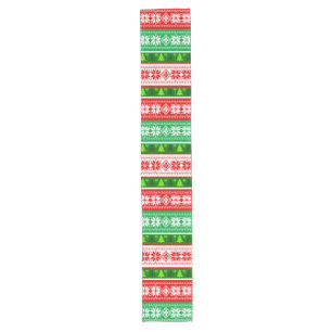 CHRISTMAS ORNAMENS DESIGN RED WHITE GREEN GROßER TISCHLÄUFER