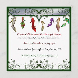 Christmas Ornament Exchange Dinner Invitations Einladung