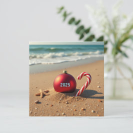Christmas ornament on the beach holiday card feiertagskarte