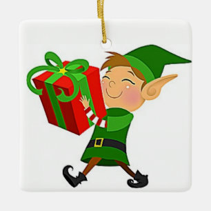 **CHRISTMAS ORNAMENT** W/ SANTA-ELF KERAMIKORNAMENT