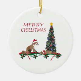 Christmas Ornament, wildlife, mom and baby fox Keramik Ornament