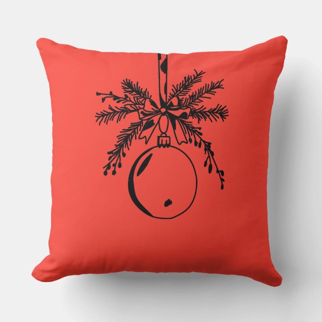 Christmas ornament with bow and pine branch kissen (Vorderseite)