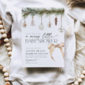 Christmas Ornaments and Neutral Bow Baby Shower Einladung