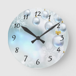 christmas ornaments and snowflakes   runde wanduhr