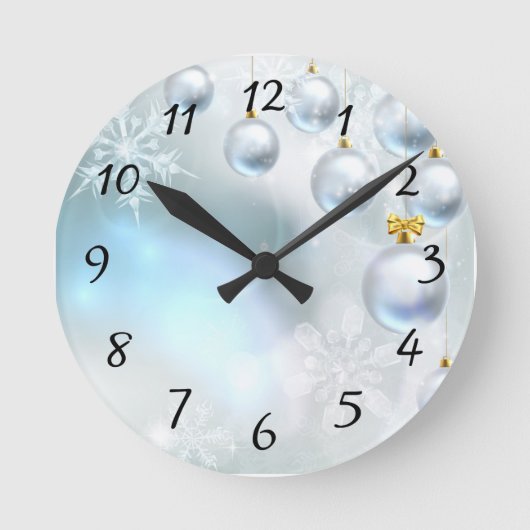 christmas ornaments and snowflakes   runde wanduhr (Vorderseite)