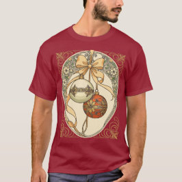 Christmas Ornaments Beige and Red Art Nouveau  T-Shirt