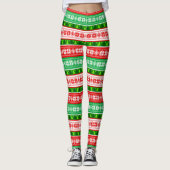 CHRISTMAS ORNAMENTS DESIGN RED WHITE GREEN LEGGINGS (Vorderseite)