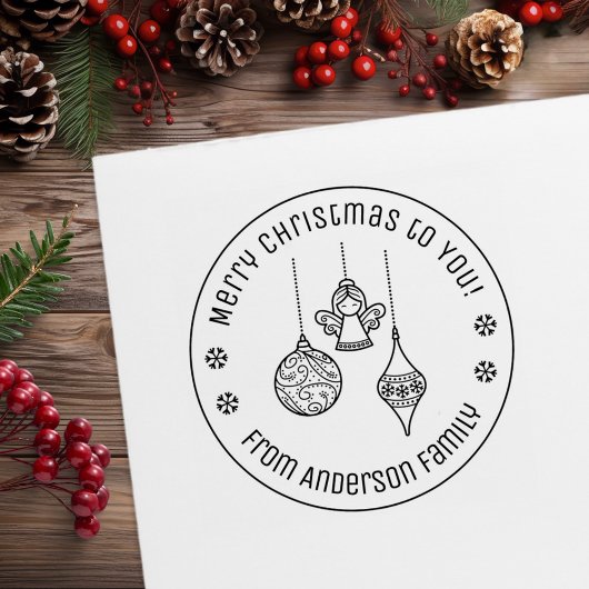 Christmas Ornaments Family Name Gummistempel