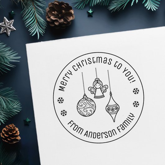 Christmas Ornaments Family Name Permastempel