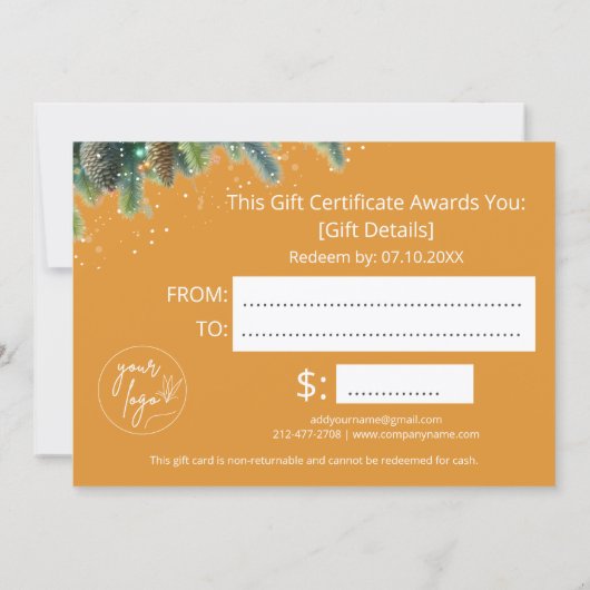Christmas Ornaments Logo Gift Certificate (Rückseite)