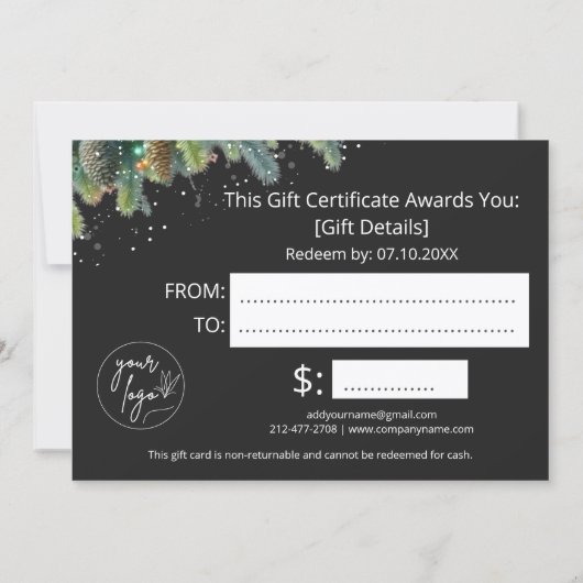 Christmas Ornaments Logo Gift Certificate (Rückseite)