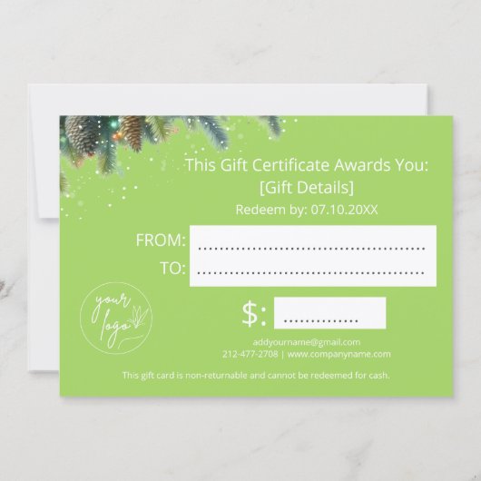 Christmas Ornaments Logo Gift Certificate (Rückseite)