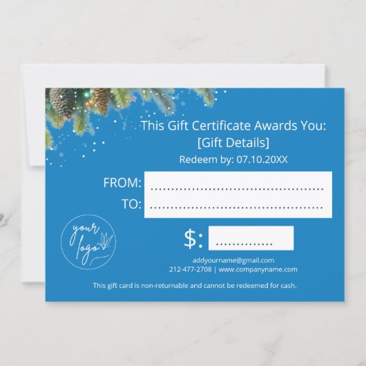 Christmas Ornaments Logo Gift Certificate (Rückseite)