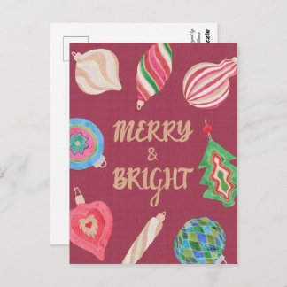 Christmas ornaments merry & bright Christmas Postkarte