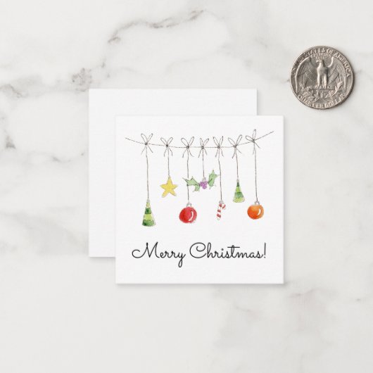Christmas Ornaments On A String Mitteilungskarte (Vorderseite/Rückseite Beispiel)
