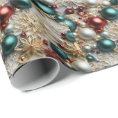 Christmas Ornaments Pearls Gold Red Beads Geschenkpapier (Rolleneckpunkt)