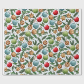 Christmas Ornaments & Pine Pattern Geschenkpapier (Flach)