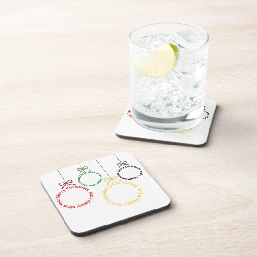 Christmas Ornaments Text Design Getränkeuntersetzer (Rechte Seite)