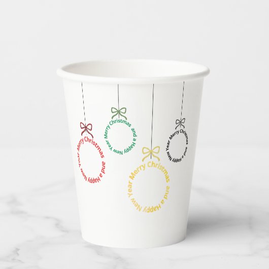 Christmas Ornaments Text Design Pappbecher (Vorderseite)