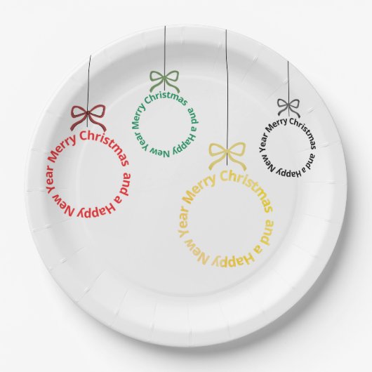 Christmas Ornaments Text Design Pappteller (Vorderseite)