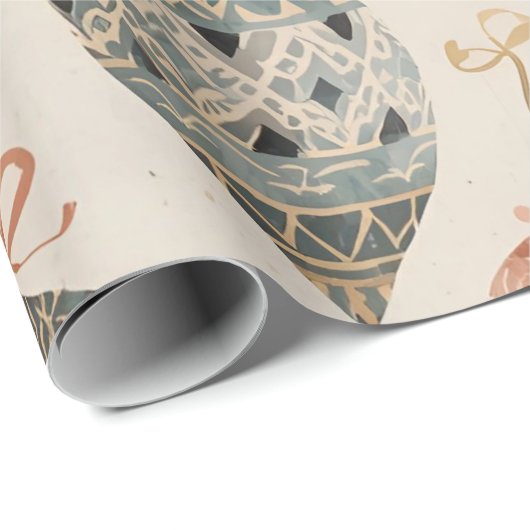 Christmas Ornaments Watercolor Beige Holiday Geschenkpapier (Rolleneckpunkt)