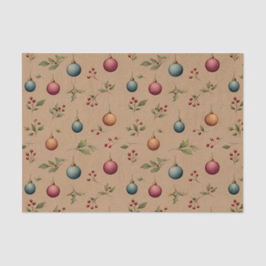 Christmas Ornaments with Brown Tissue Paper Seidenpapier (Vorderseite)