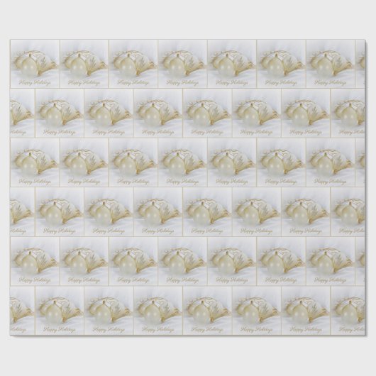 Christmas Ornaments With Gold Glitter on Satin Geschenkpapier (Flach)