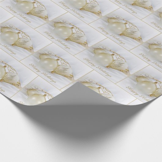 Christmas Ornaments With Gold Glitter on Satin Geschenkpapier (Ecke)