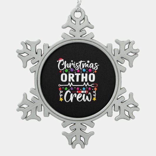 Christmas Ortho Crew Nurse Doctor Tech Orthopädie Schneeflocken Zinn-Ornament (Vorderseite)