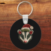 Christmas Ossum Santa Hat Forest Animal Winter Aes Schlüsselanhänger (Vorderseite)