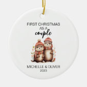 Christmas Otter Couple Personalisiert Keramik Ornament (Vorne)