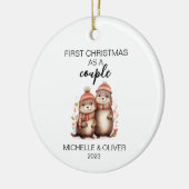 Christmas Otter Couple Personalisiert Keramik Ornament (Links)