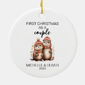 Christmas Otter Couple Personalisiert Keramik Ornament (Hinten)