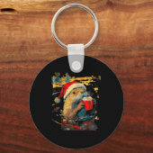 Christmas Otter Drinks Coffee Art Print  Schlüsselanhänger (Vorderseite)
