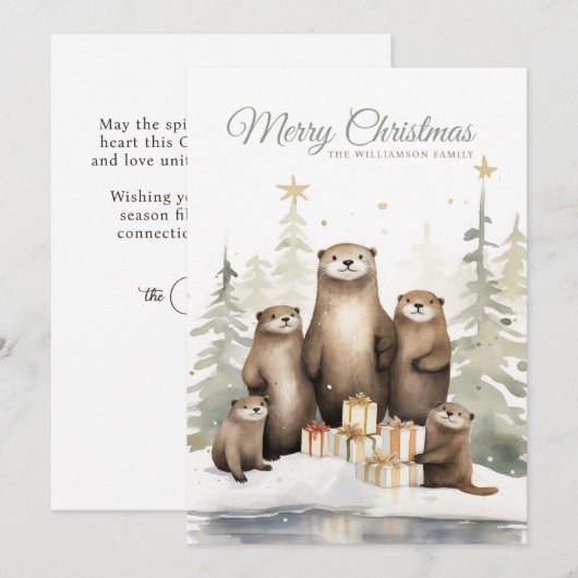 Christmas Otter Feiertagskarte (Vorne/Hinten)