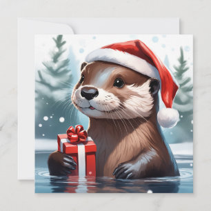 Christmas Otter Grußkarte Feiertagskarte