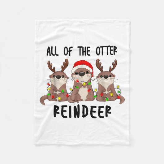 Christmas Otters Cute All Of The Otter Reindeer Fleecedecke (Vorderseite)