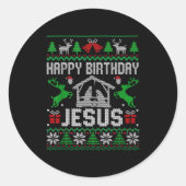 Christmas Outfit Happy Birthday Jesus Holiday Ugly Runder Aufkleber (Vorderseite)