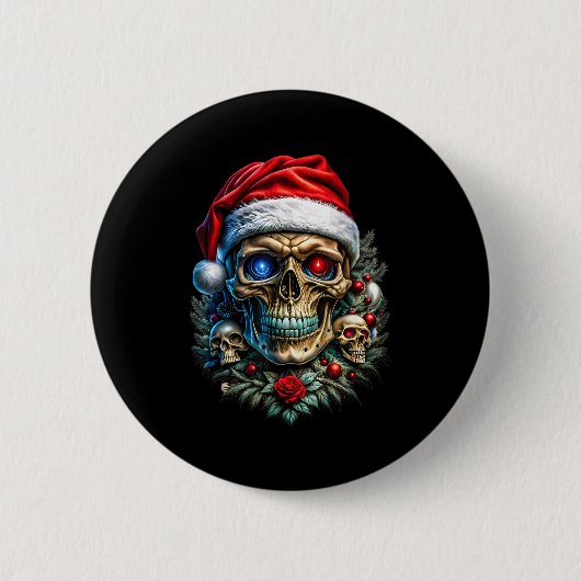 Christmas Outfit Skull Christmas Death Heavy Xmas  Button (Vorderseite)