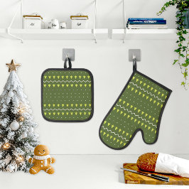 Christmas Oven Mitt and Pot Holders Ofenhandschuh & Topflappen-Set