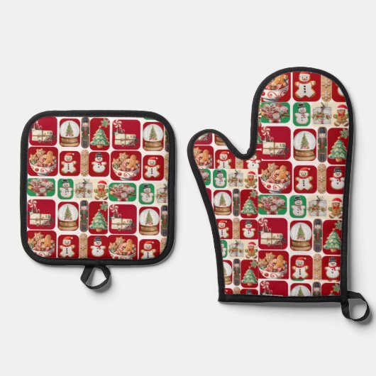 Christmas Oven Mitt Ofenhandschuh & Topflappen-Set (Vorderseite)