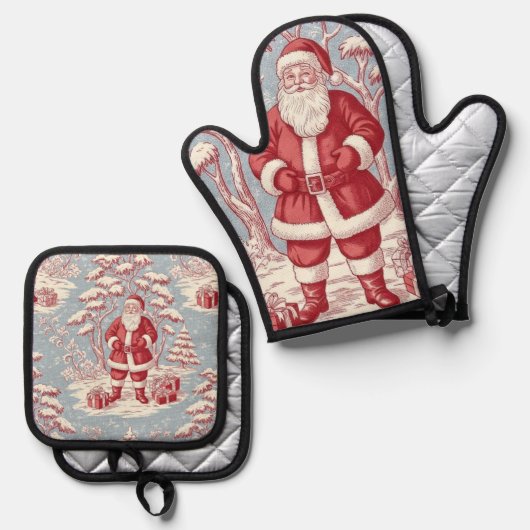 Christmas Oven Mitt & Pot Holder Set (Vorderseite/Rückseite)